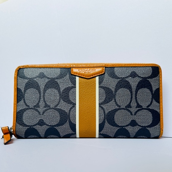 Coach Berly Blue and Tan Wallet - Picture 1 of 6